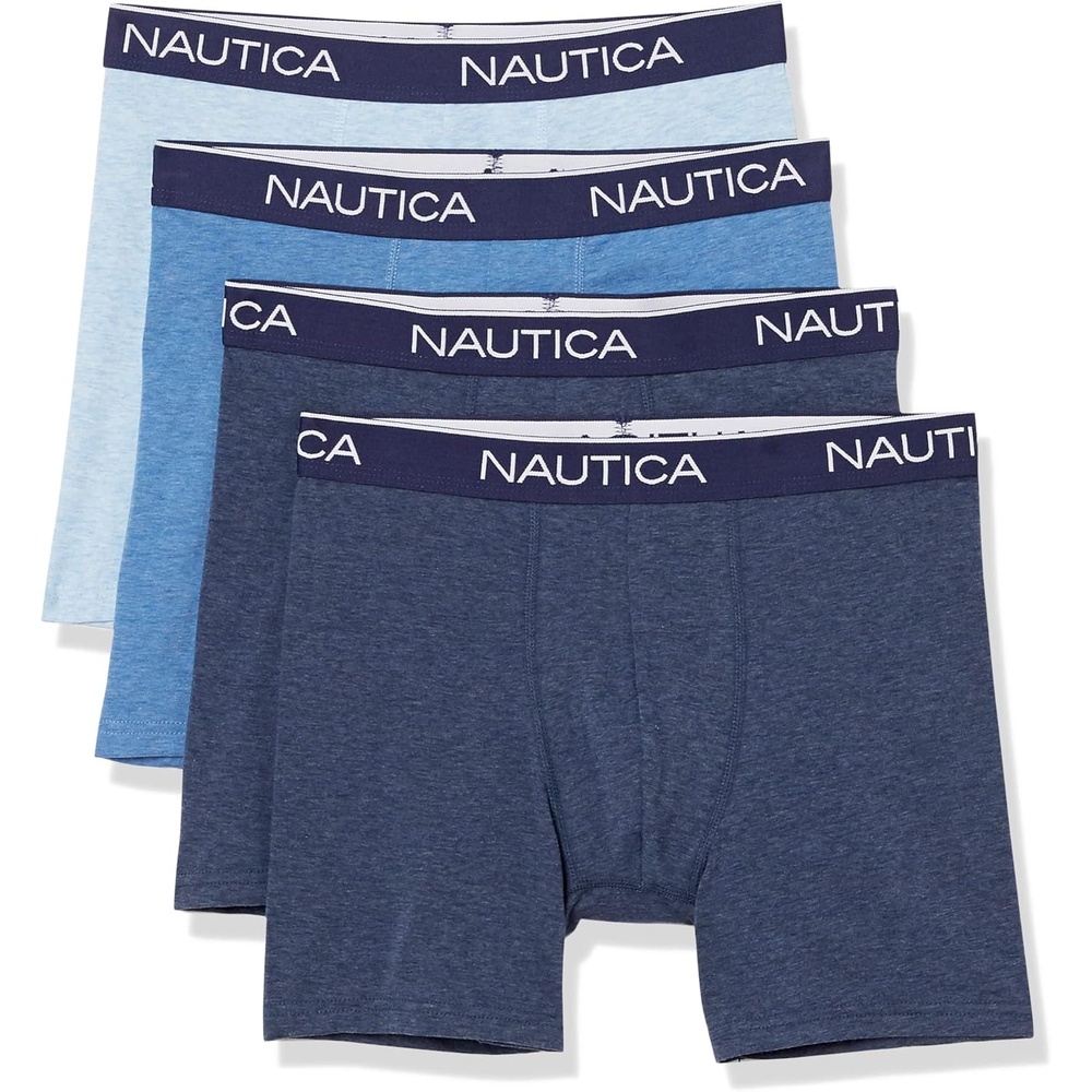 image:imageNautica Mens 4 Pack Heather Stretch Boxer Briefs2 Peacoat HeatherDutch HeatherSea Mist Heather