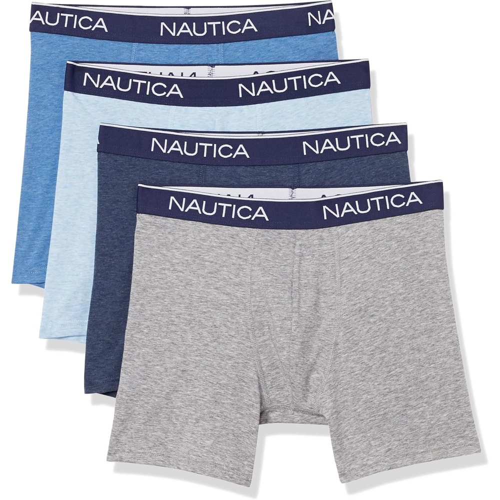 image:imageNautica Mens 4 Pack Heather Stretch Boxer BriefsLight Grey HeatherSea Mist HeatherDutch HeatherPeacoat Heather