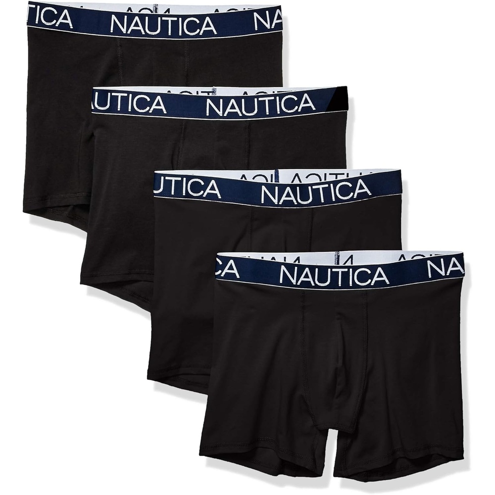 image:imageNautica Mens Cotton Stretch 4 Pack Boxer BriefsBlack