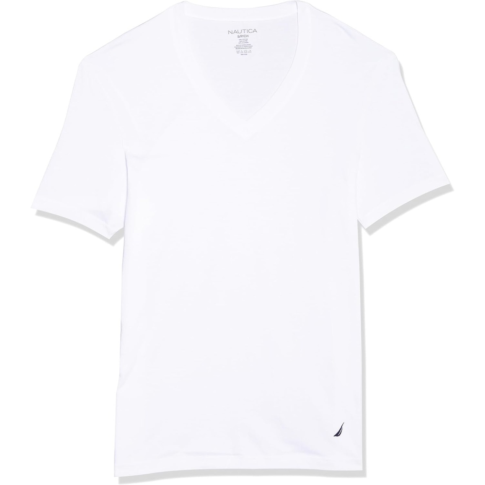 image:imageNautica Mens Cotton VNeck 3Pack TShirtsWhite New 3 Pack
