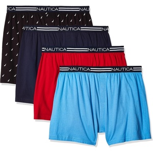 Nautica Men’s 4 Pack Classic Cotton Loose Knit Boxers(Peacoat/Aero Blue/Nautica Red/Sails Black- 4 Pack)