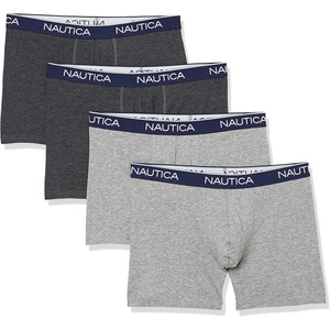 Nautica Men’s 4 Pack Heather Stretch Boxer Briefs(2 Charcoal Heather/2 Light Grey Heather)