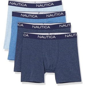 Nautica Men’s 4 Pack Heather Stretch Boxer Briefs(2 Peacoat Heather/Dutch Heather/Sea Mist Heather)