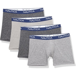 Nautica Men’s 4 Pack Heather Stretch Boxer Briefs(2-black/Charcoal/Heather Grey)