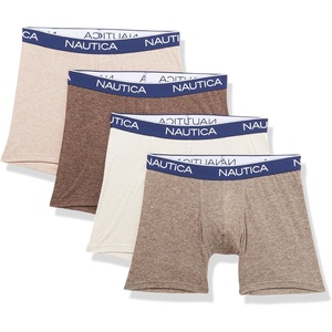 Nautica Men’s 4 Pack Heather Stretch Boxer Briefs(Espresso/Coffee/Tan/Oatmeal Heather)