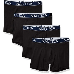Nautica Men’s Cotton Stretch 4 Pack Boxer Briefs(Black)