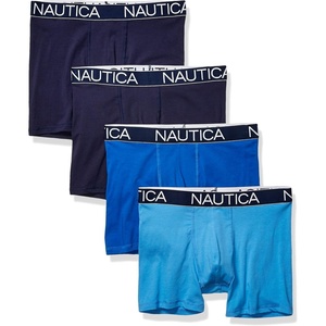 Nautica Men’s Cotton Stretch 4 Pack Boxer Briefs(Peacoat/Sea Cobalt/Aero Blue)