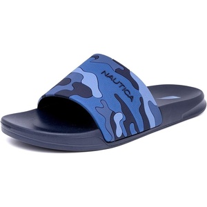 Nautica Men’s Open Toe Slide Sandals – Comfortable Indoor & Outdoor Shower Slippers(Navy Camo)