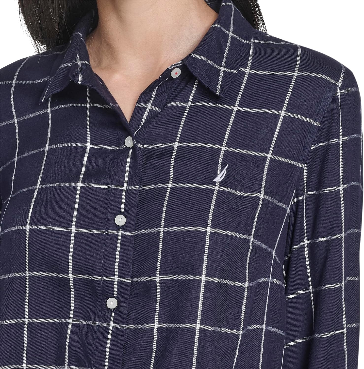 image:imageNautica Womens Jeans Long Sleeve Button Down Collared Shirt Night Sky Multi Large