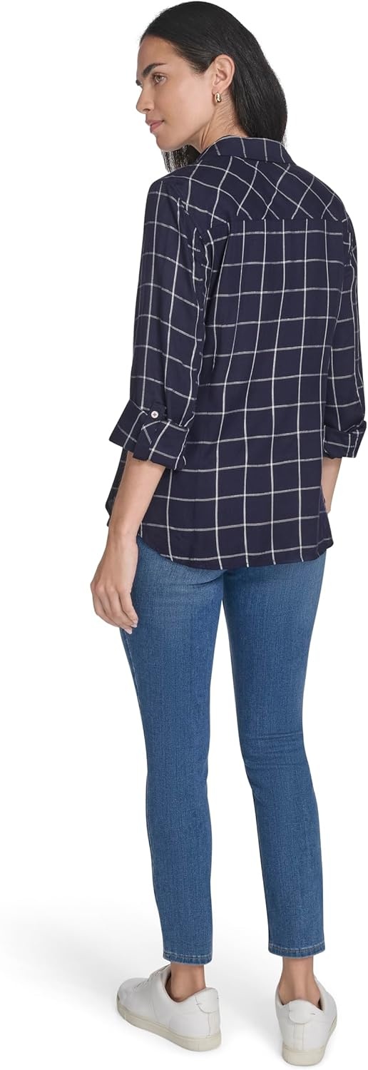 image:imageNautica Womens Jeans Long Sleeve Button Down Collared Shirt Night Sky Multi Large
