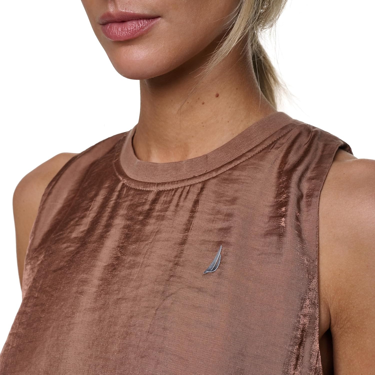 image:imageNautica Womens Short Sleeve Linen Blend Button Up Collared Camp ShirtBarley