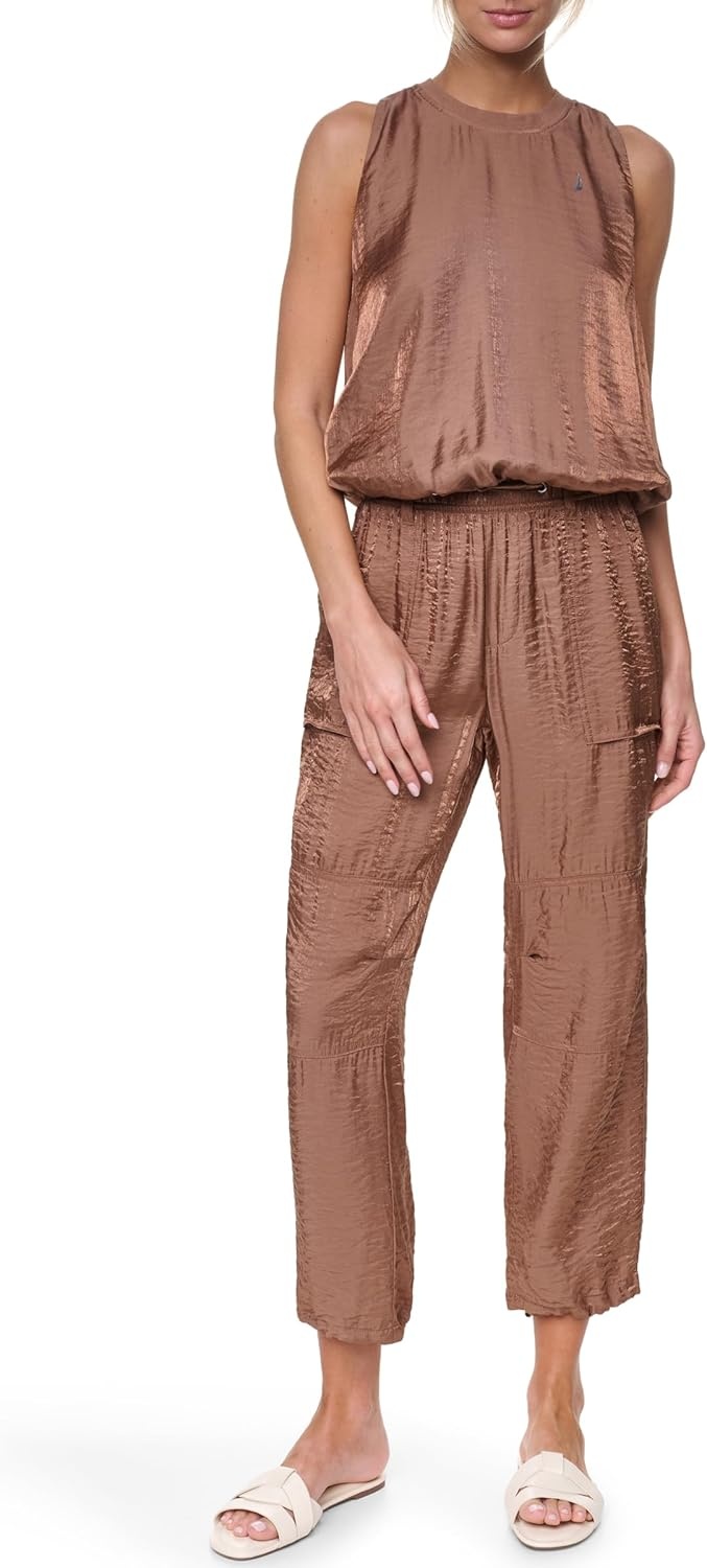 image:imageNautica Womens Short Sleeve Linen Blend Button Up Collared Camp ShirtBarley