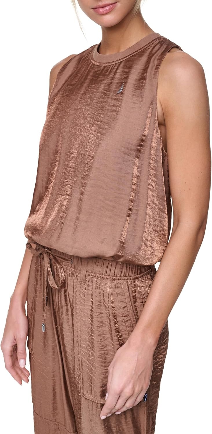 image:imageNautica Womens Short Sleeve Linen Blend Button Up Collared Camp ShirtBarley