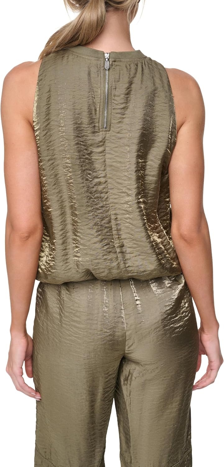 image:imageNautica Womens Short Sleeve Linen Blend Button Up Collared Camp ShirtBurnt Olive