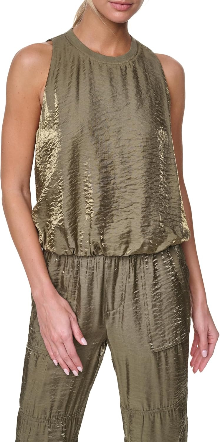 image:imageNautica Womens Short Sleeve Linen Blend Button Up Collared Camp ShirtBurnt Olive
