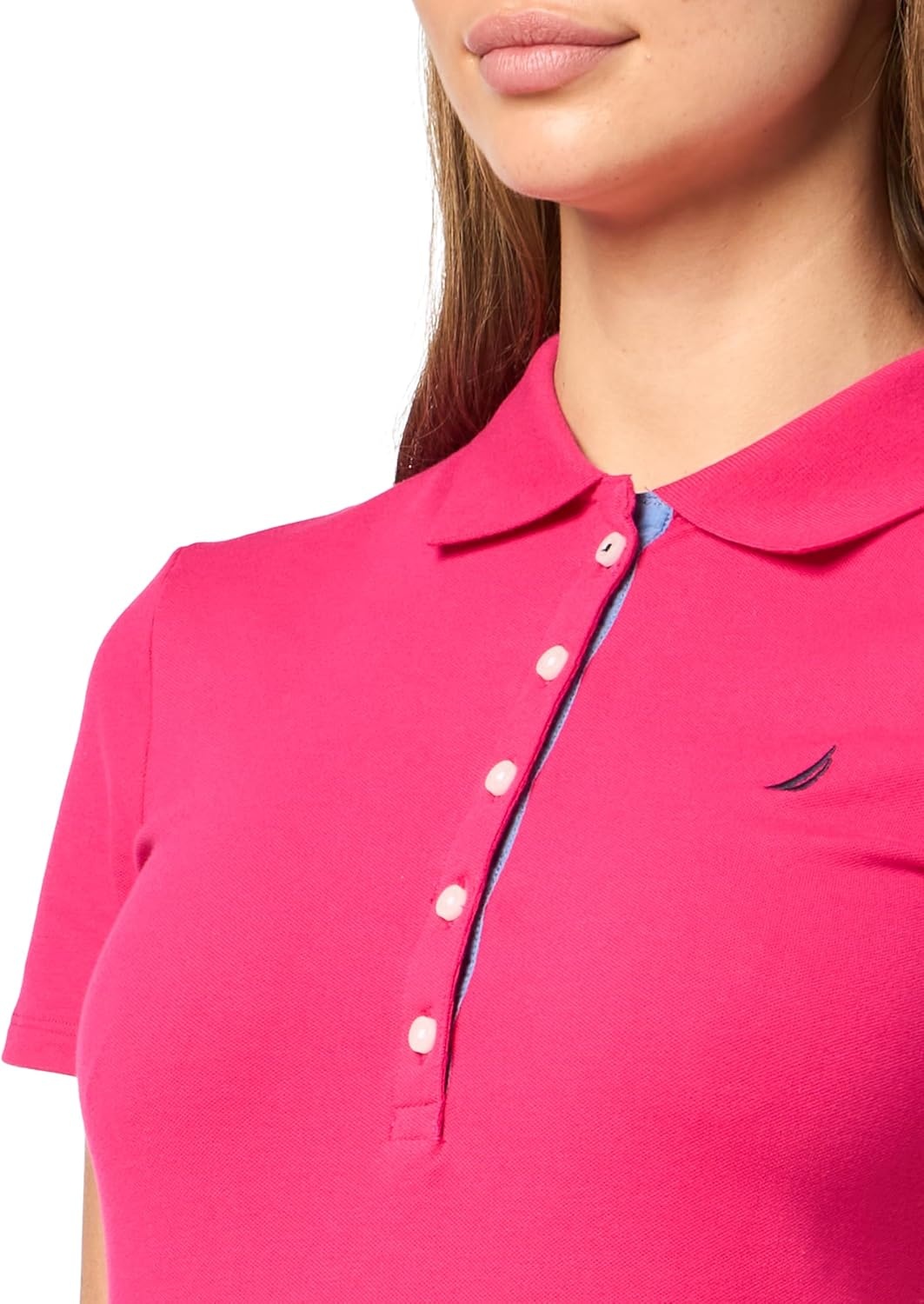 image:imageNautica Womens 5Button Short Sleeve Breathable 100 Cotton Polo ShirtAster Pink