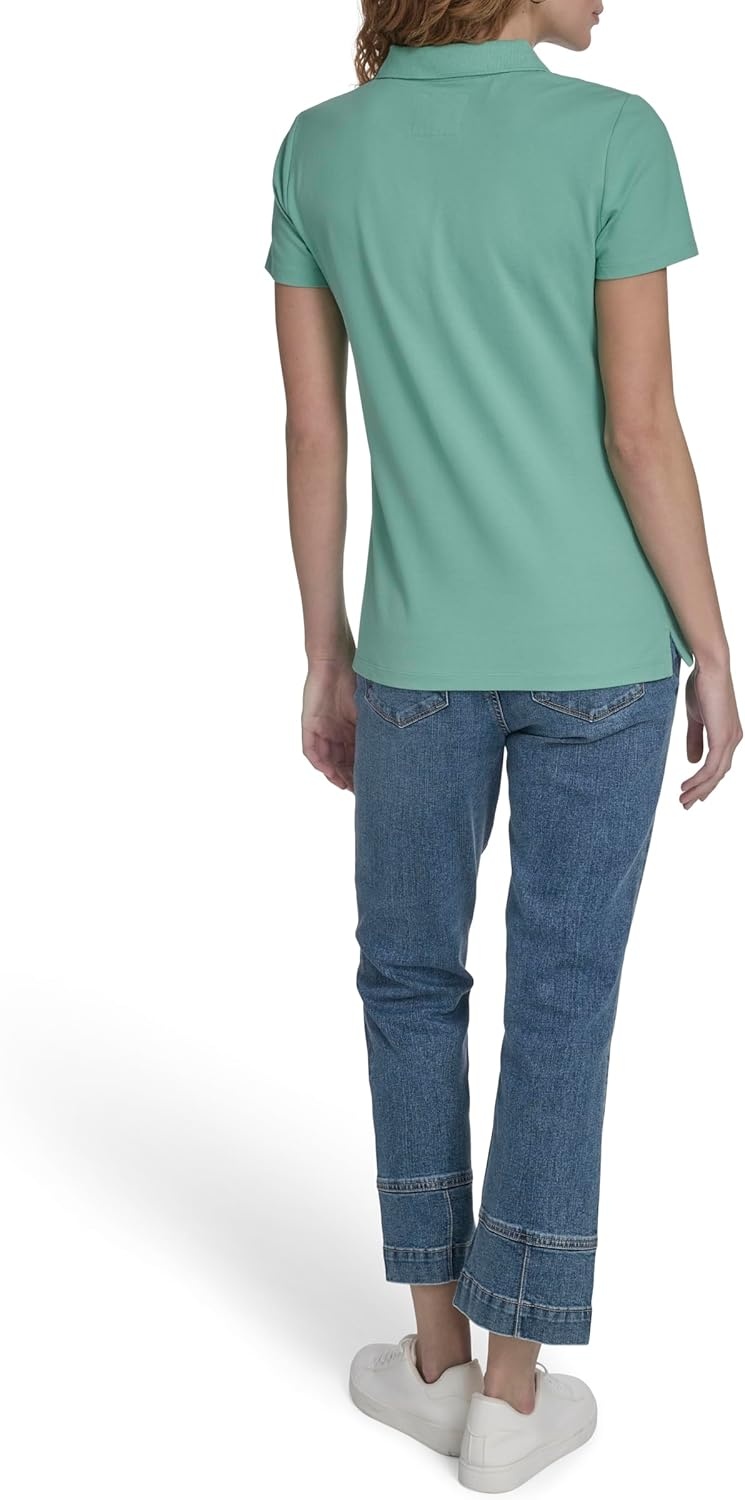 image:imageNautica Womens 5Button Short Sleeve Breathable 100 Cotton Polo ShirtCrme De Menthe
