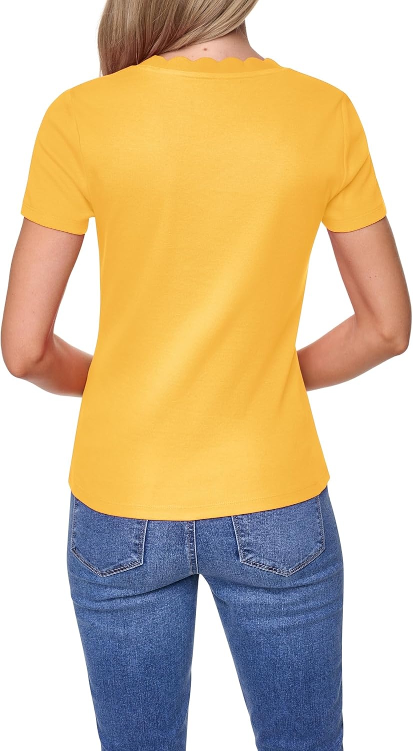 image:imageNautica Womens Solid Short Sleeve Crew Neckline TShirtDeep Maize