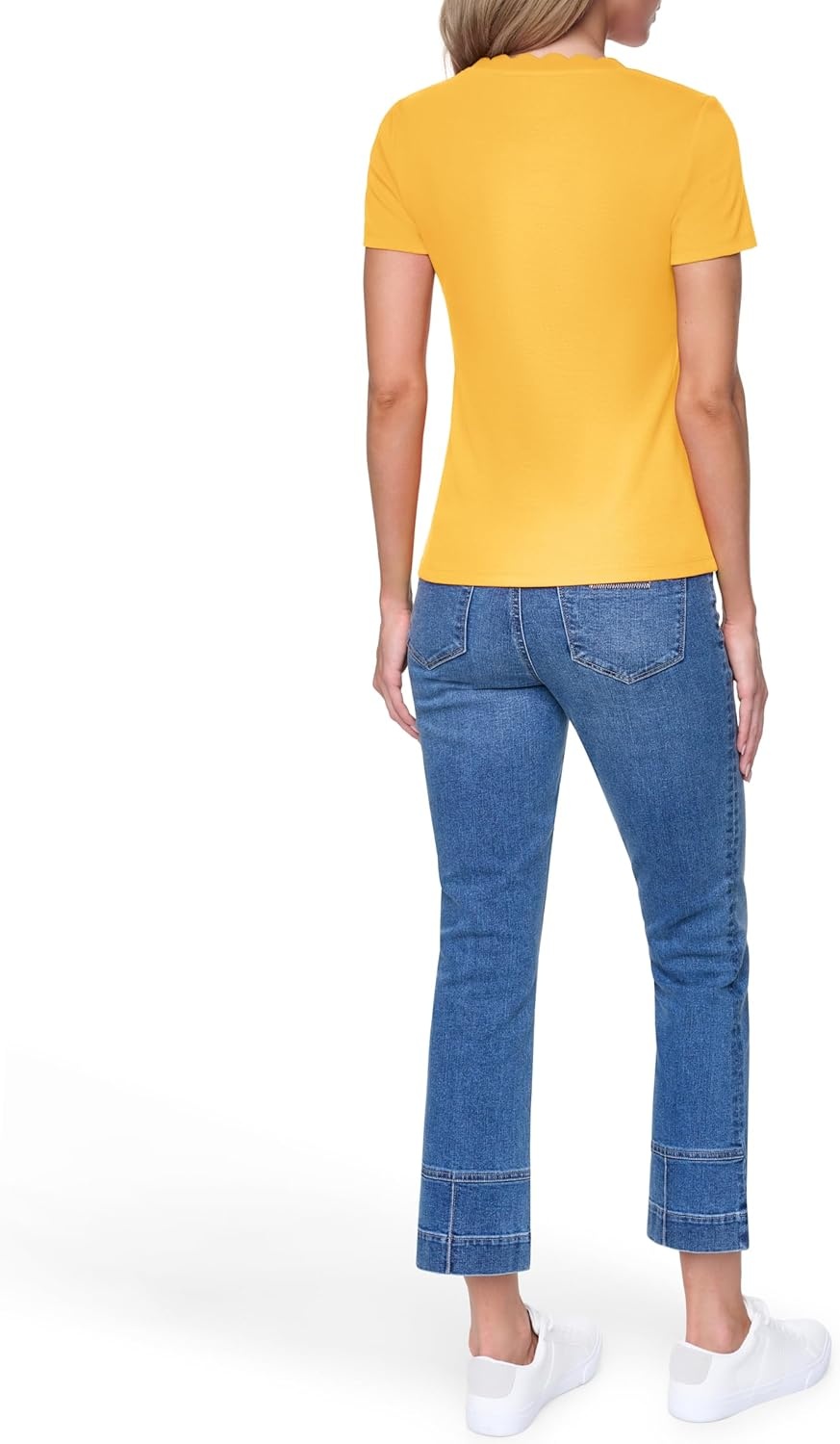 image:imageNautica Womens Solid Short Sleeve Crew Neckline TShirtDeep Maize