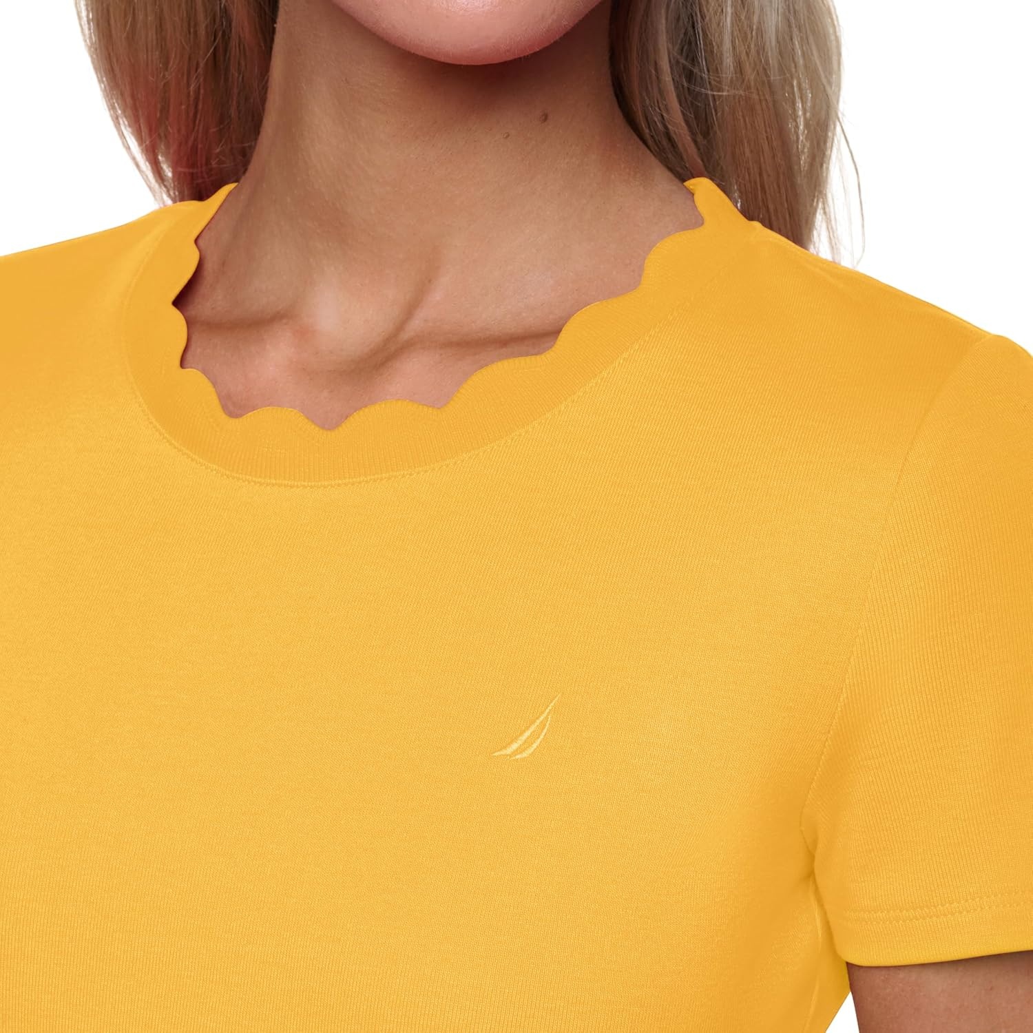 image:imageNautica Womens Solid Short Sleeve Crew Neckline TShirtDeep Maize