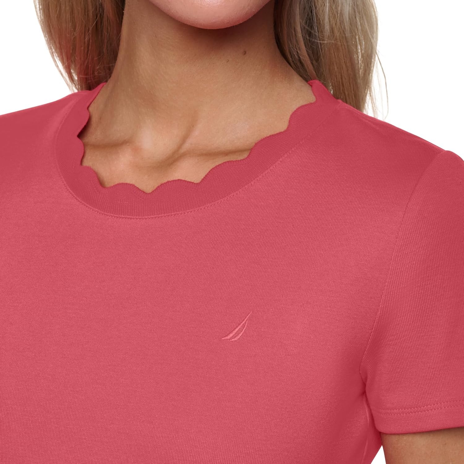 image:imageNautica Womens Solid Short Sleeve Crew Neckline TShirtMineral Red