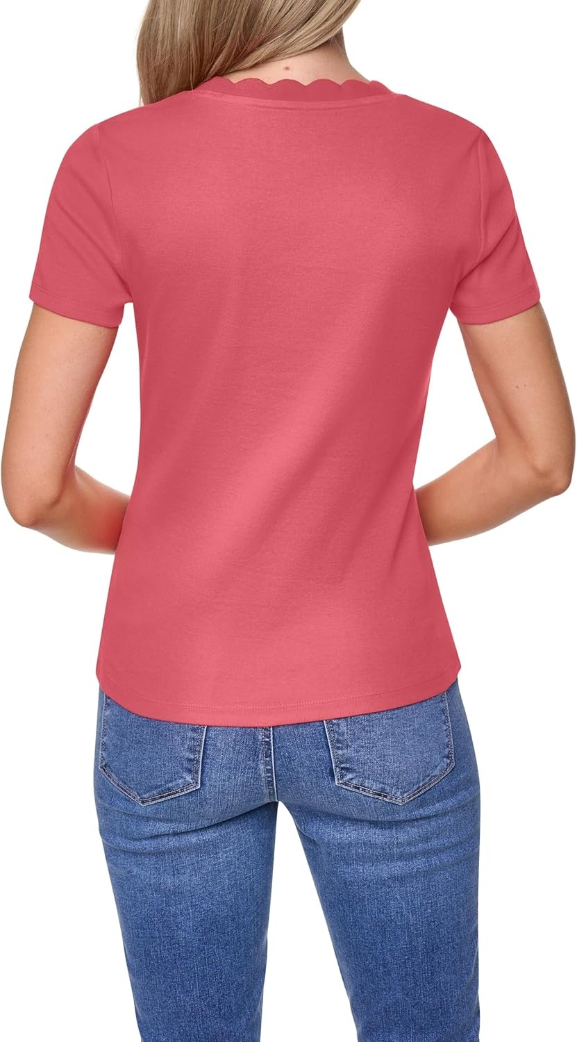 image:imageNautica Womens Solid Short Sleeve Crew Neckline TShirtMineral Red