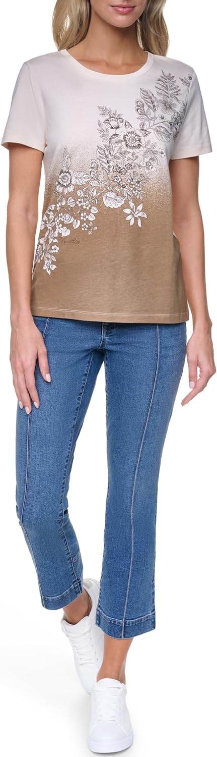image:imageNautica Womens Solid Short Sleeve Crew Neckline TShirtTigers Eye Multi