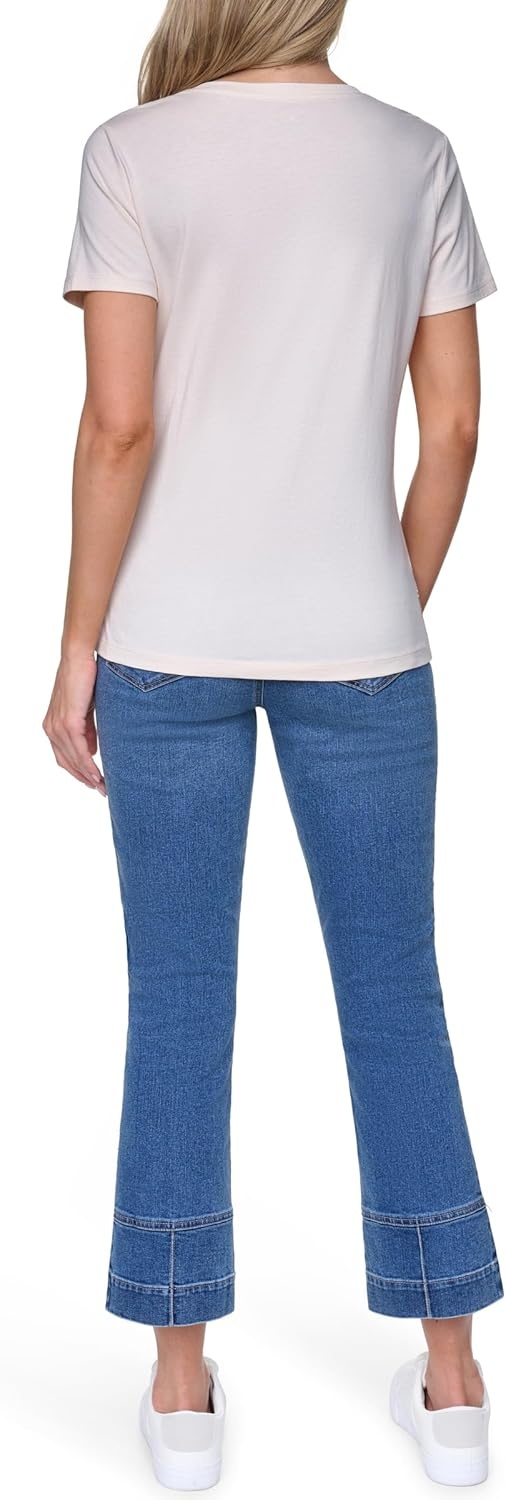 image:imageNautica Womens Solid Short Sleeve Crew Neckline TShirtTigers Eye Multi