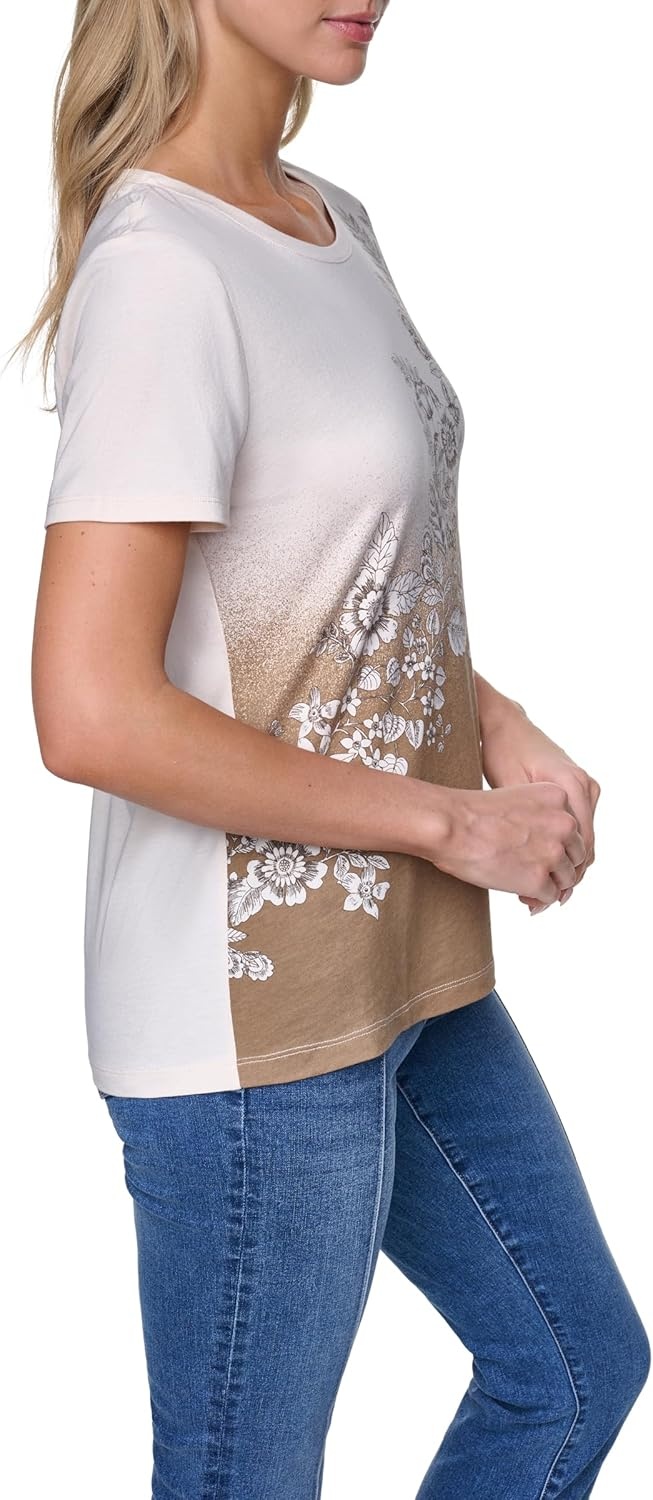 image:imageNautica Womens Solid Short Sleeve Crew Neckline TShirtTigers Eye Multi
