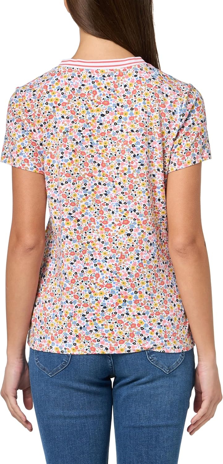 image:imageNautica Womens Tipped Short Sleeve VNeck Shirt Bright White Multi Large