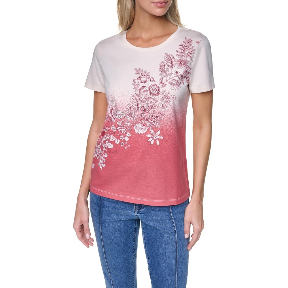 image:imageNautica Womens Solid Short Sleeve Crew Neckline TShirtMineral Red Multi
