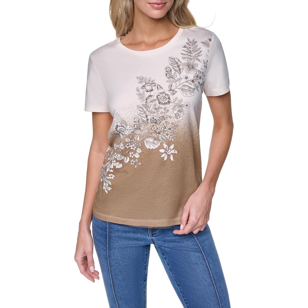 image:imageNautica Womens Solid Short Sleeve Crew Neckline TShirtTigers Eye Multi