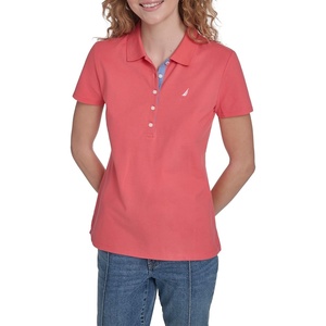 Nautica Women’s 5-Button Short Sleeve Breathable 100% Cotton Polo Shirt(Coralie)