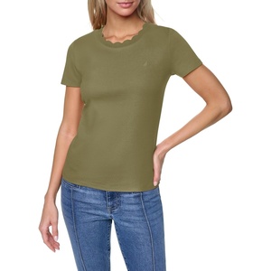 Nautica Women’s Solid Short Sleeve Crew Neckline T-Shirt(Burnt Olive)