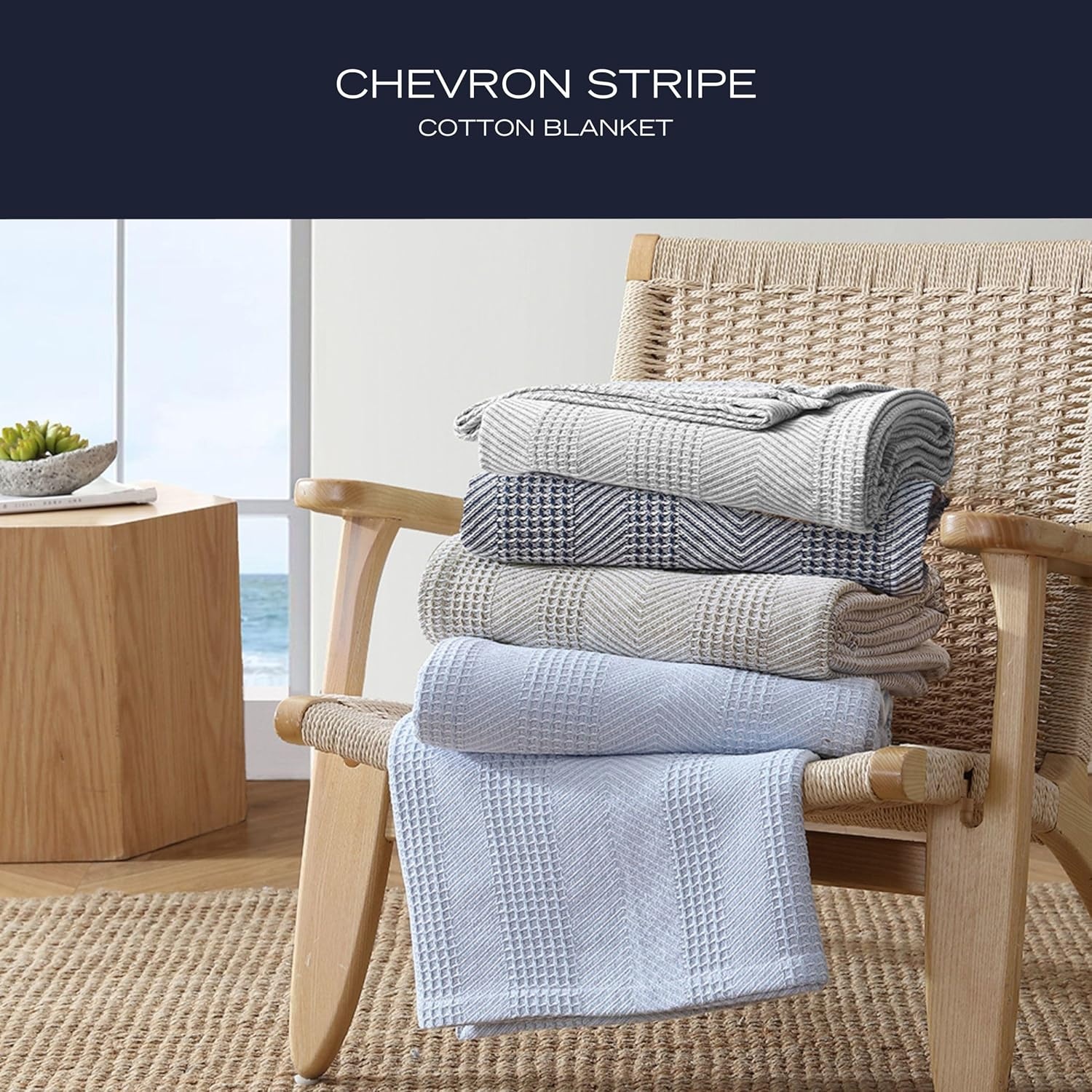 image:imageNautica Twin Blanket Soft Cotton Bedding Medium Weight for All Seasons Chevron Light Brown TwinChevron Light Brown