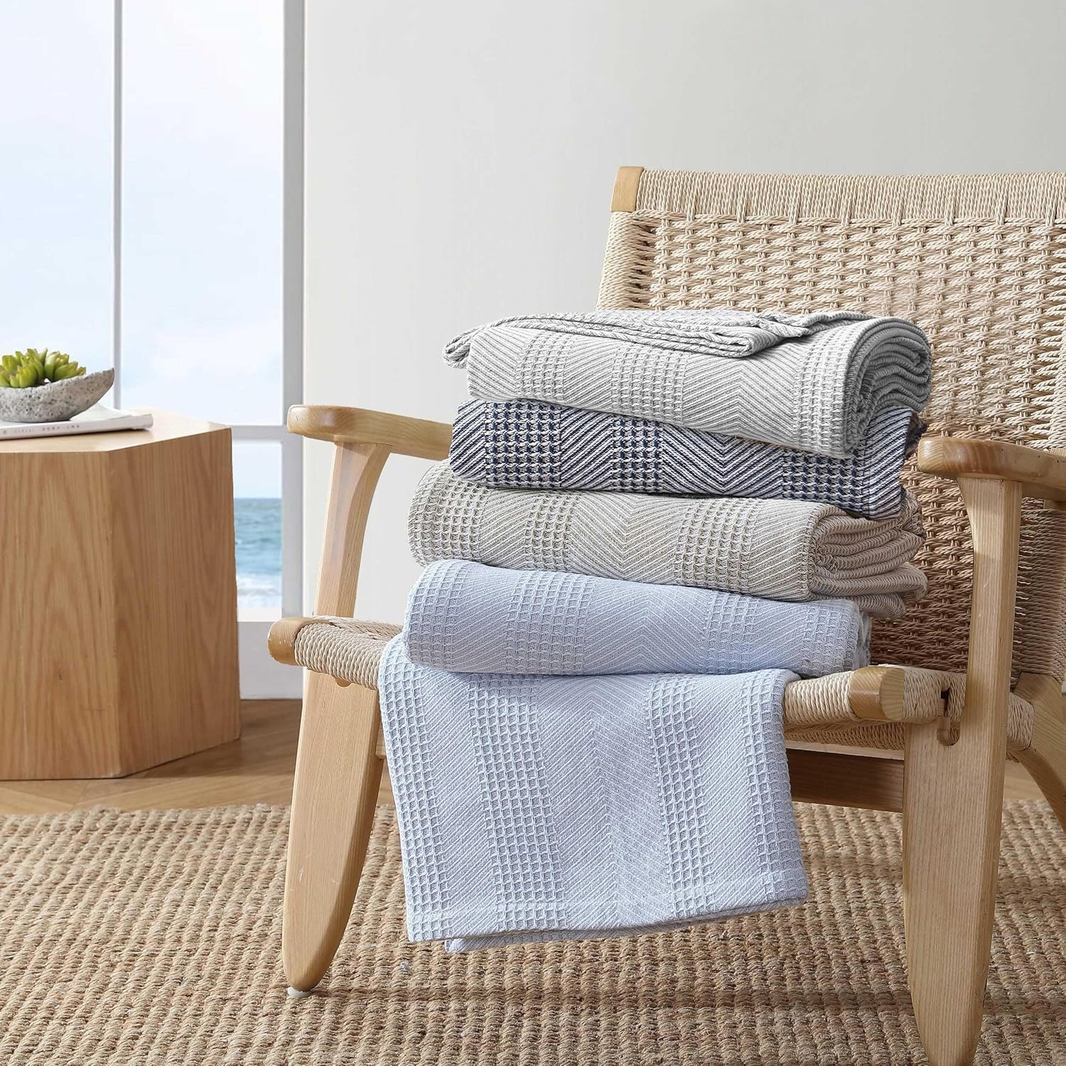 image:imageNautica Twin Blanket Soft Cotton Bedding Medium Weight for All Seasons Chevron Light Brown TwinChevron Light Brown