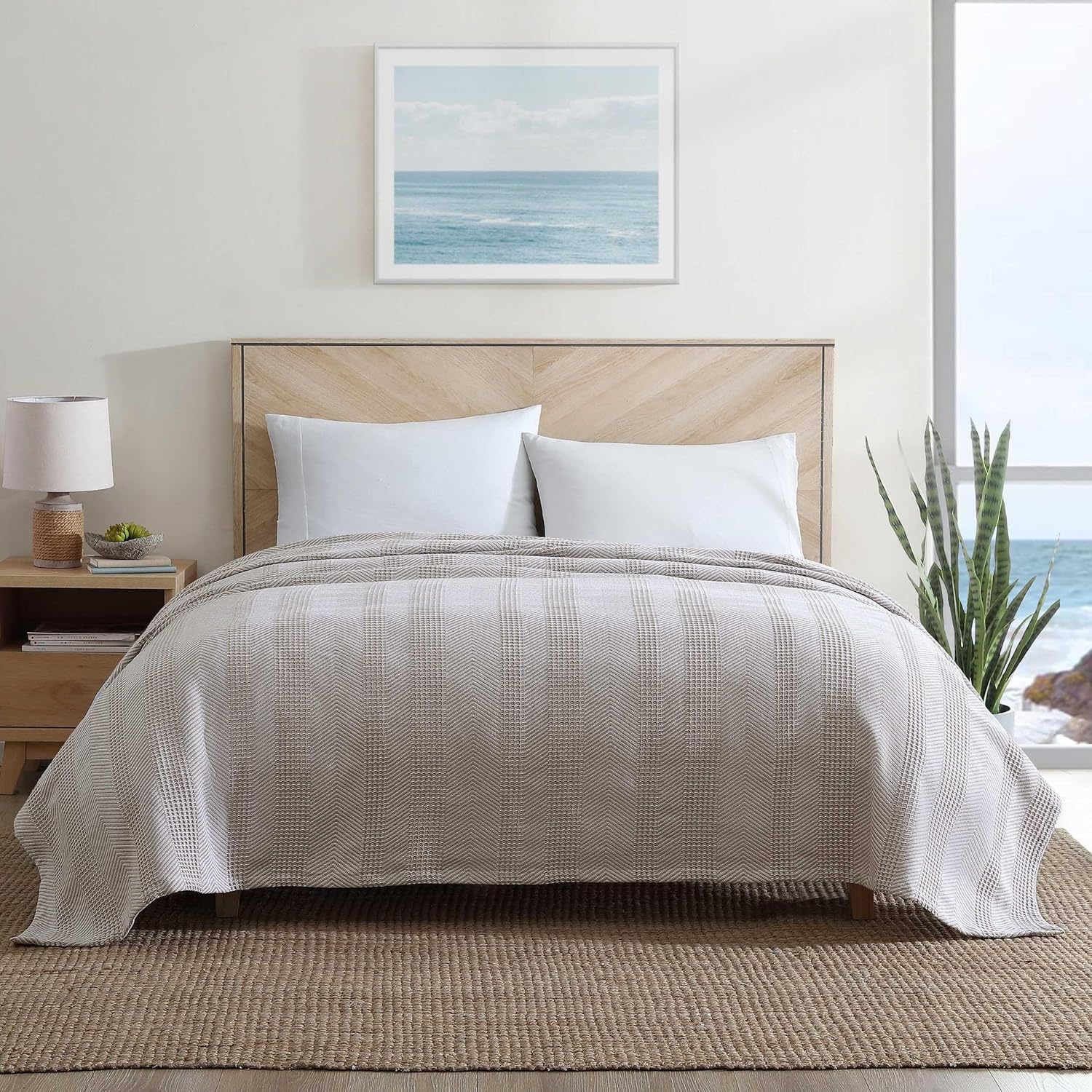 image:imageNautica Twin Blanket Soft Cotton Bedding Medium Weight for All Seasons Chevron Light Brown TwinChevron Light Brown