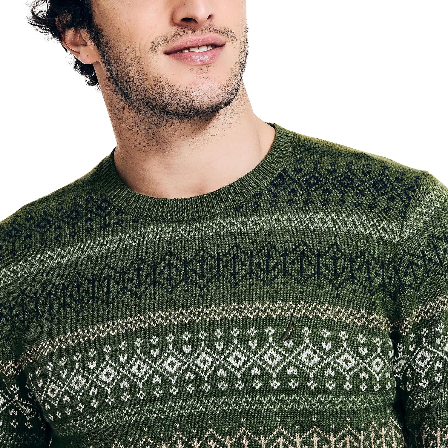 image:imageNautica Mens Nautica Fair Isle Crewneck SweaterChive