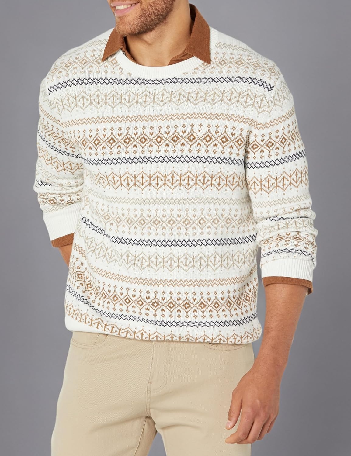 image:imageNautica Mens Nautica Fair Isle Crewneck SweaterMarshmallow