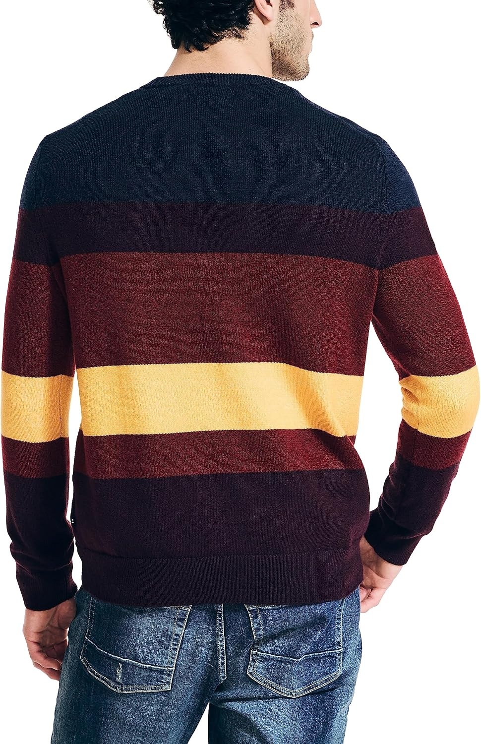 image:imageNautica Mens Nautica Sustainably Crafted Striped Textured Crewneck SweaterShipwreck Burgundy
