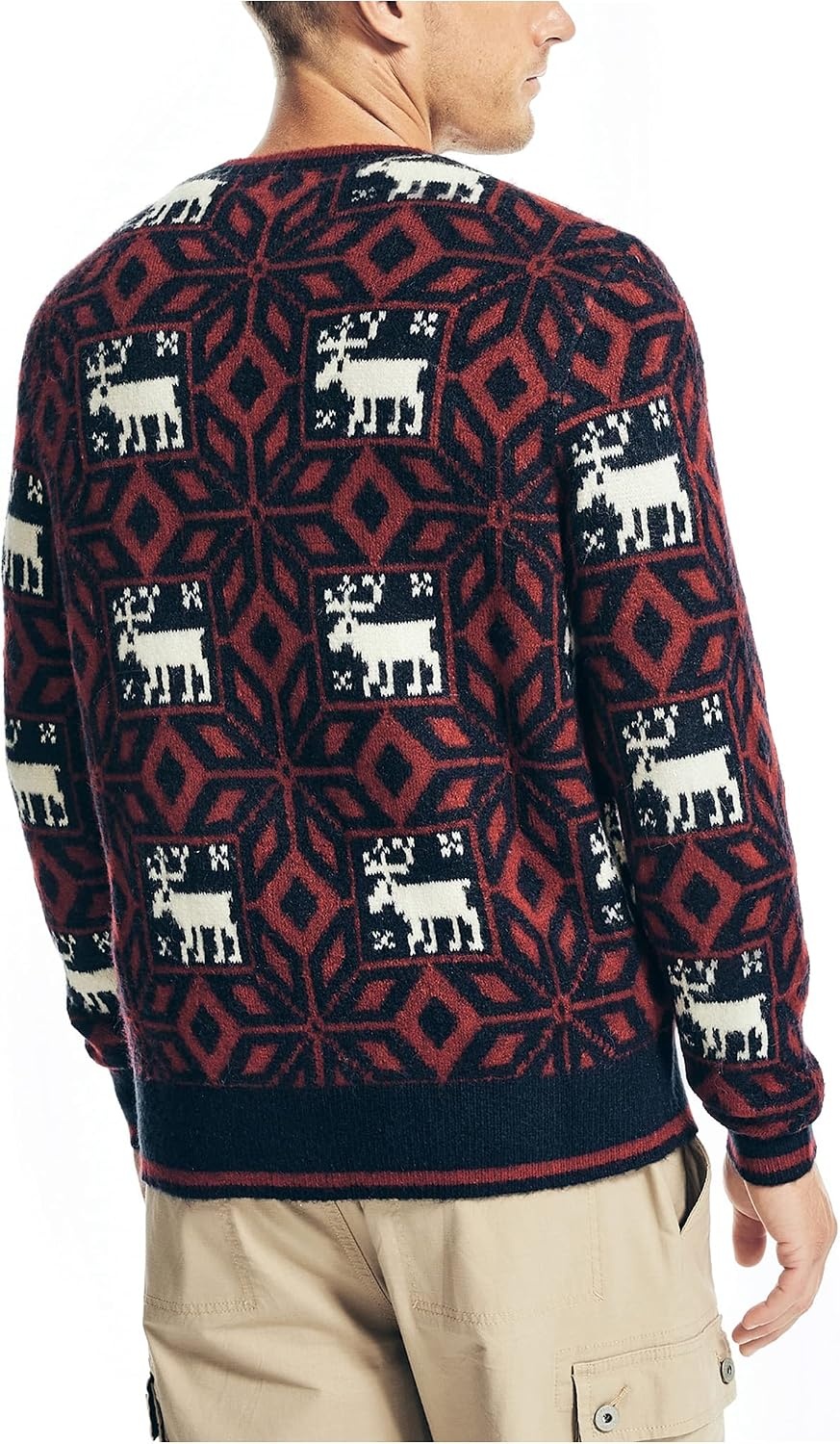image:imageNautica Mens Reissue Printed Jacquard Crewneck SweaterNavy