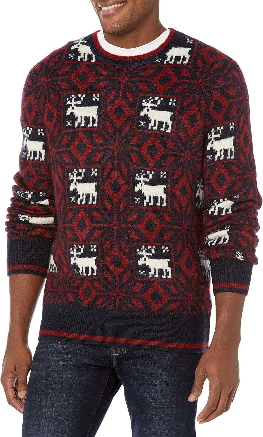 image:imageNautica Mens Reissue Printed Jacquard Crewneck SweaterNavy