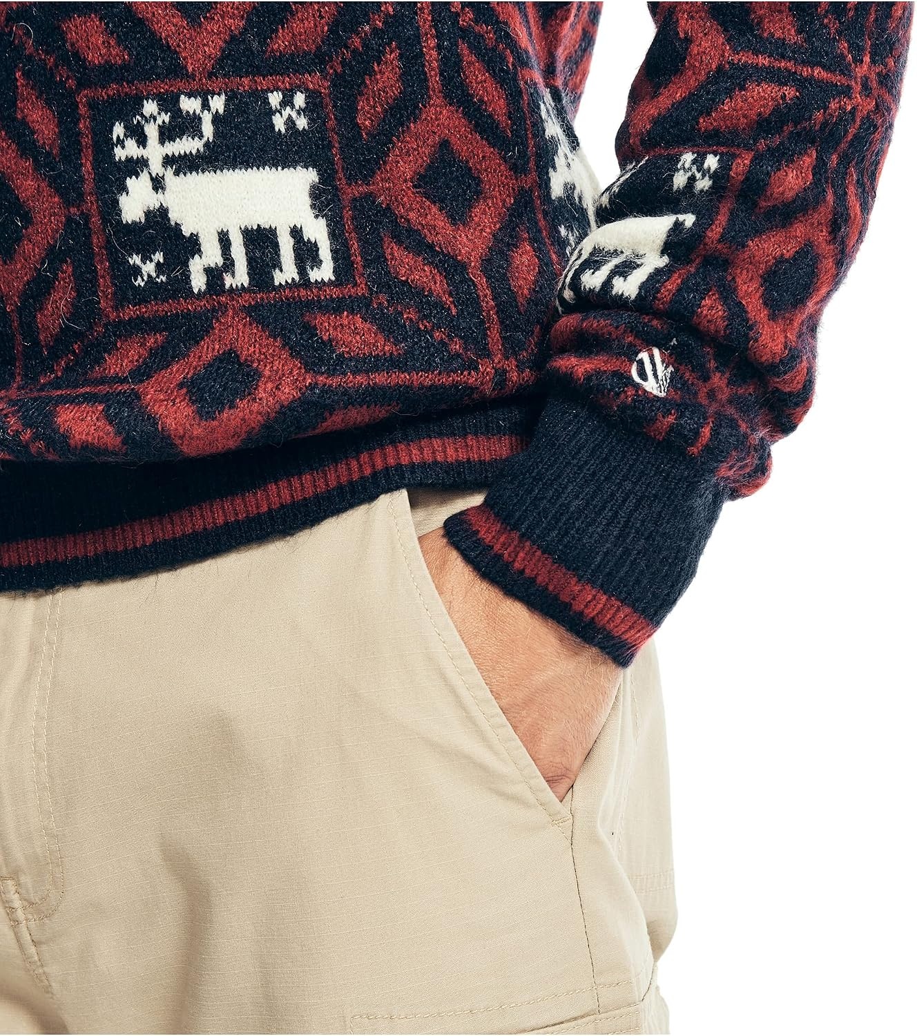 image:imageNautica Mens Reissue Printed Jacquard Crewneck SweaterNavy
