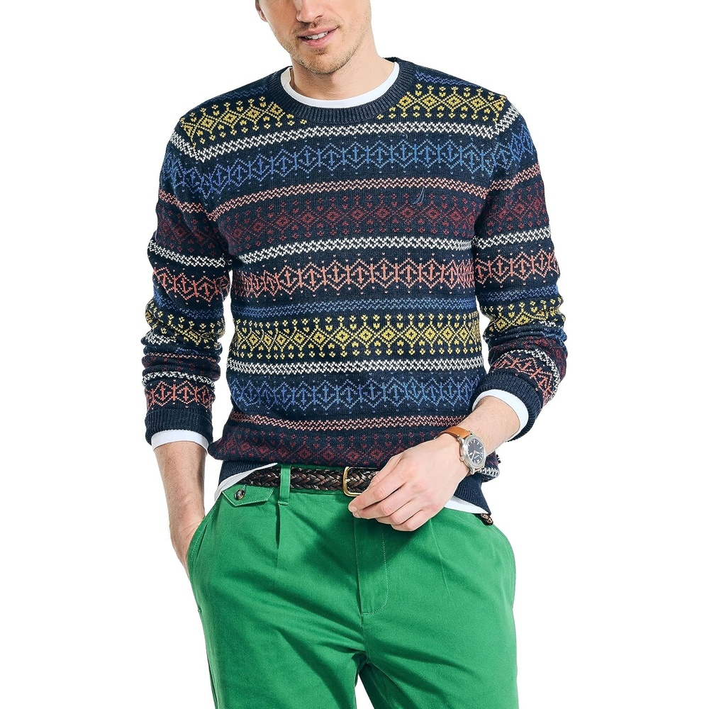 image:imageNautica Mens Nautica Fair Isle Crewneck SweaterNavy Seas