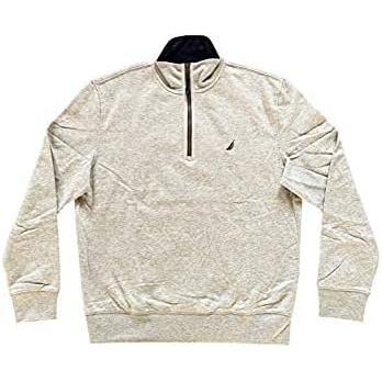 image:imageNautica Mens Nautica Mens Quarterzip SweaterGrey HeatherNavy