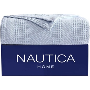 Nautica – Twin Blanket, Soft Cotton Bedding, Medium Weight for All Seasons (Chevron Light Brown, Twin)(Chevron Light Blue)