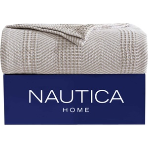 Nautica – Twin Blanket, Soft Cotton Bedding, Medium Weight for All Seasons (Chevron Light Brown, Twin)(Chevron Light Brown)