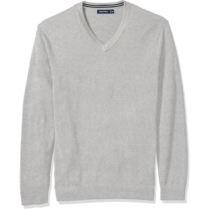 Nautica Men’s Long Sleeve Solid Classic V-Neck Sweater(Grey Heather S71051)