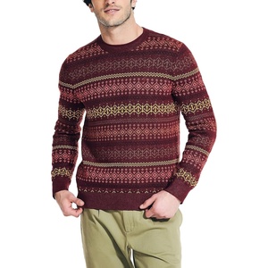 Nautica Mens Nautica Fair Isle Crewneck Sweater(Deep Crimson)