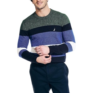 Nautica Men’s Nautica Sustainably Crafted Striped Textured Crewneck Sweater(Navy Seas)